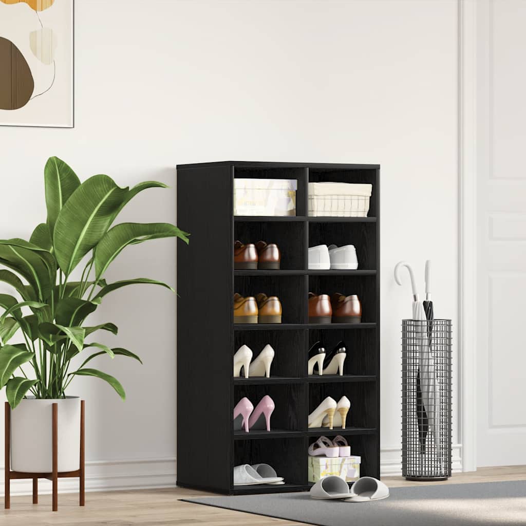 vidaXL Shoe Rack Black Oak 54x34x100.5 cm Engineered Wood 1