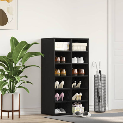 vidaXL Shoe Rack Black Oak 54x34x100.5 cm Engineered Wood 1