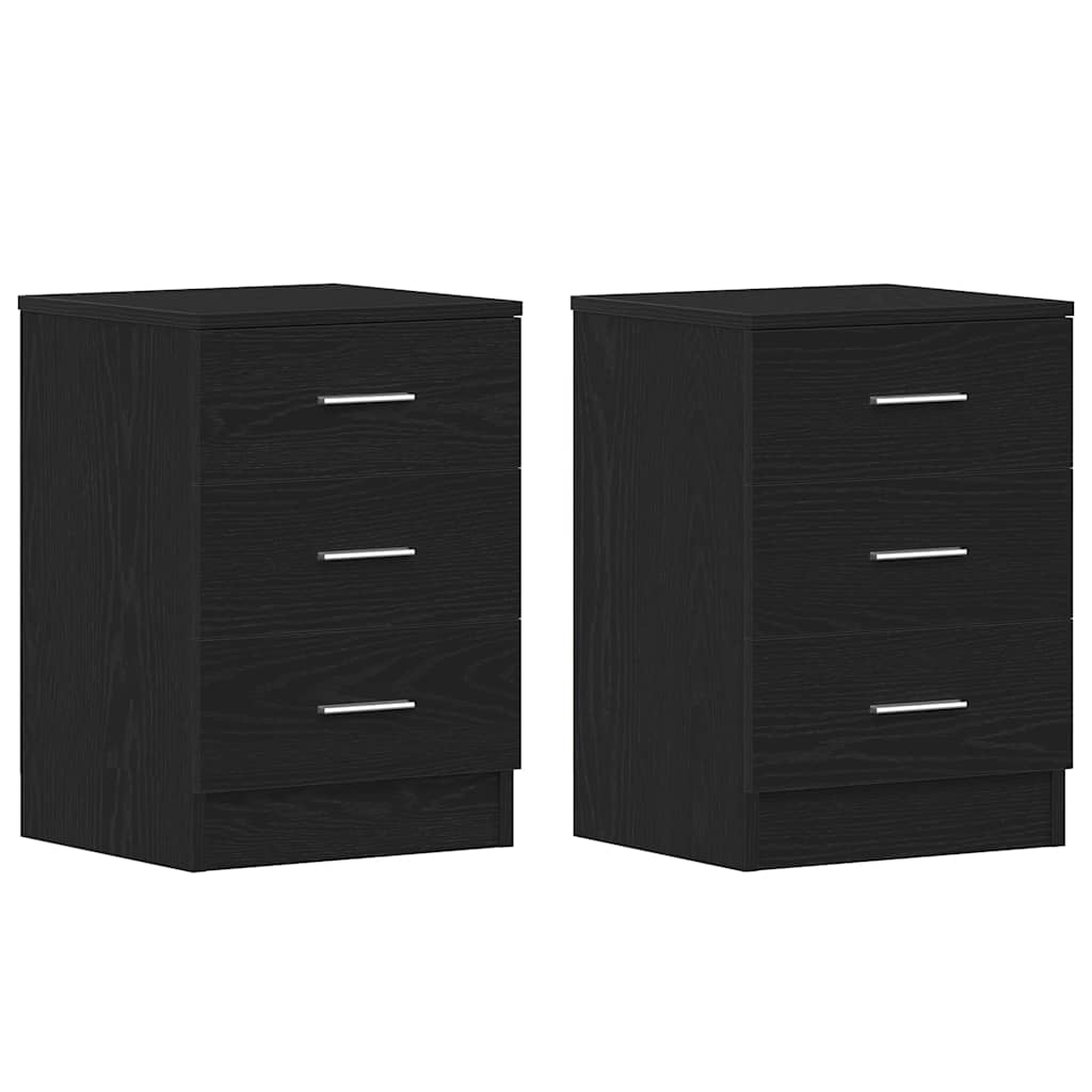 vidaXL Bedside Cabinets 2 pcs Black Oak 38x35x55 cm Engineered Wood 3