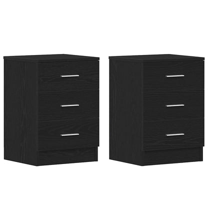 vidaXL Bedside Cabinets 2 pcs Black Oak 38x35x55 cm Engineered Wood 3