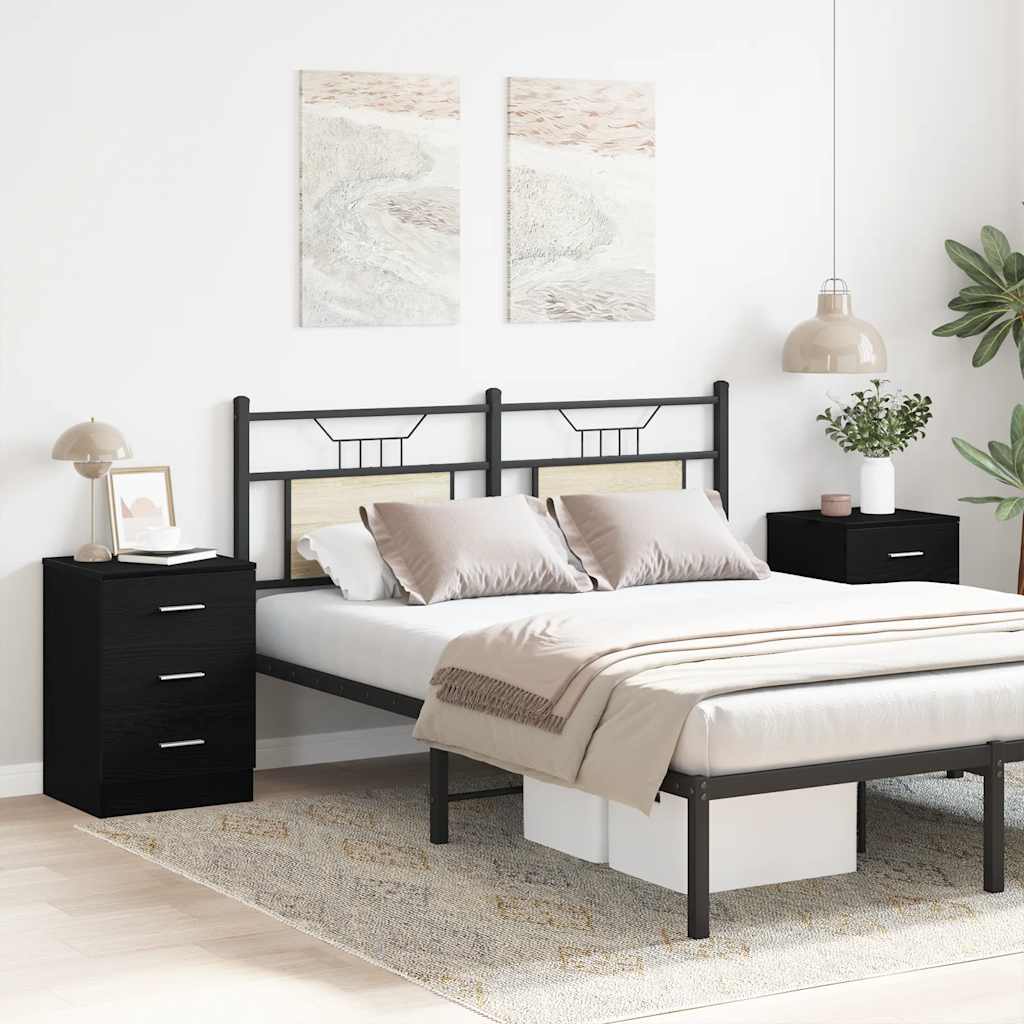vidaXL Bedside Cabinets 2 pcs Black Oak 38x35x55 cm Engineered Wood 4