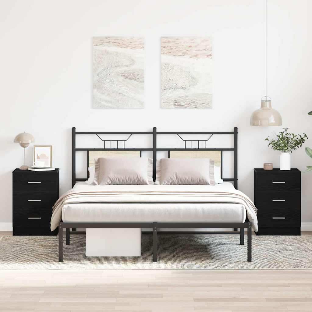 vidaXL Bedside Cabinets 2 pcs Black Oak 38x35x55 cm Engineered Wood 1