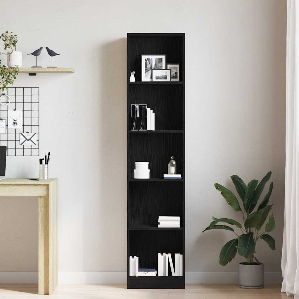 vidaXL Bookcase Black Oak 40x24x176 cm Engineered Wood 4
