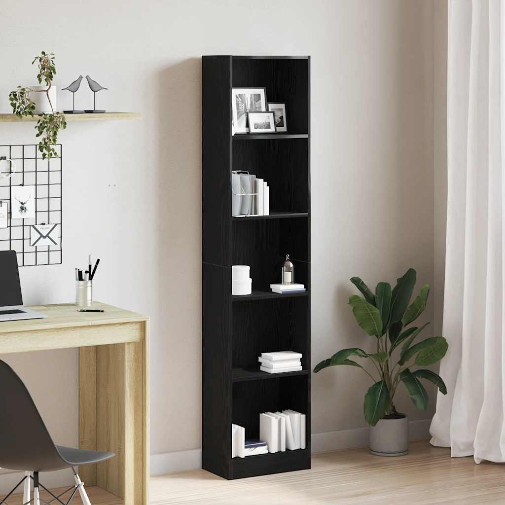 vidaXL Bookcase Black Oak 40x24x176 cm Engineered Wood 1