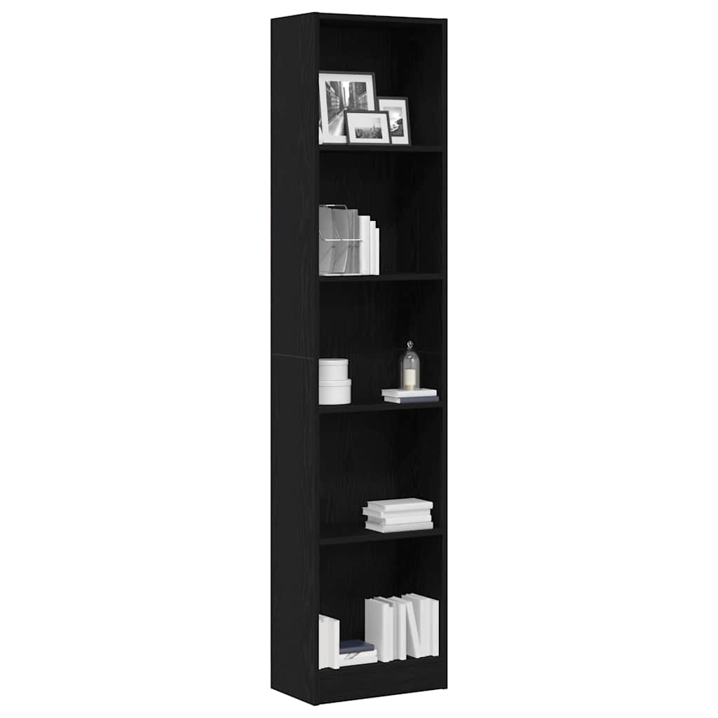 vidaXL Bookcase Black Oak 40x24x176 cm Engineered Wood 3