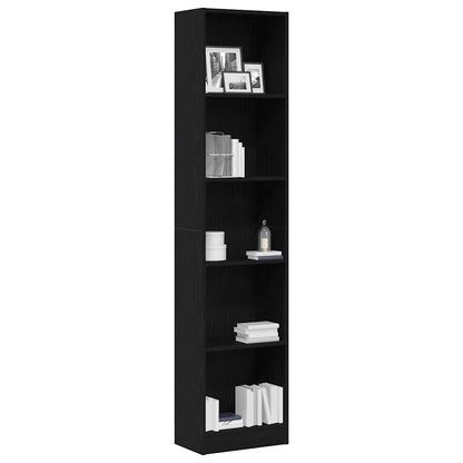 vidaXL Bookcase Black Oak 40x24x176 cm Engineered Wood 3