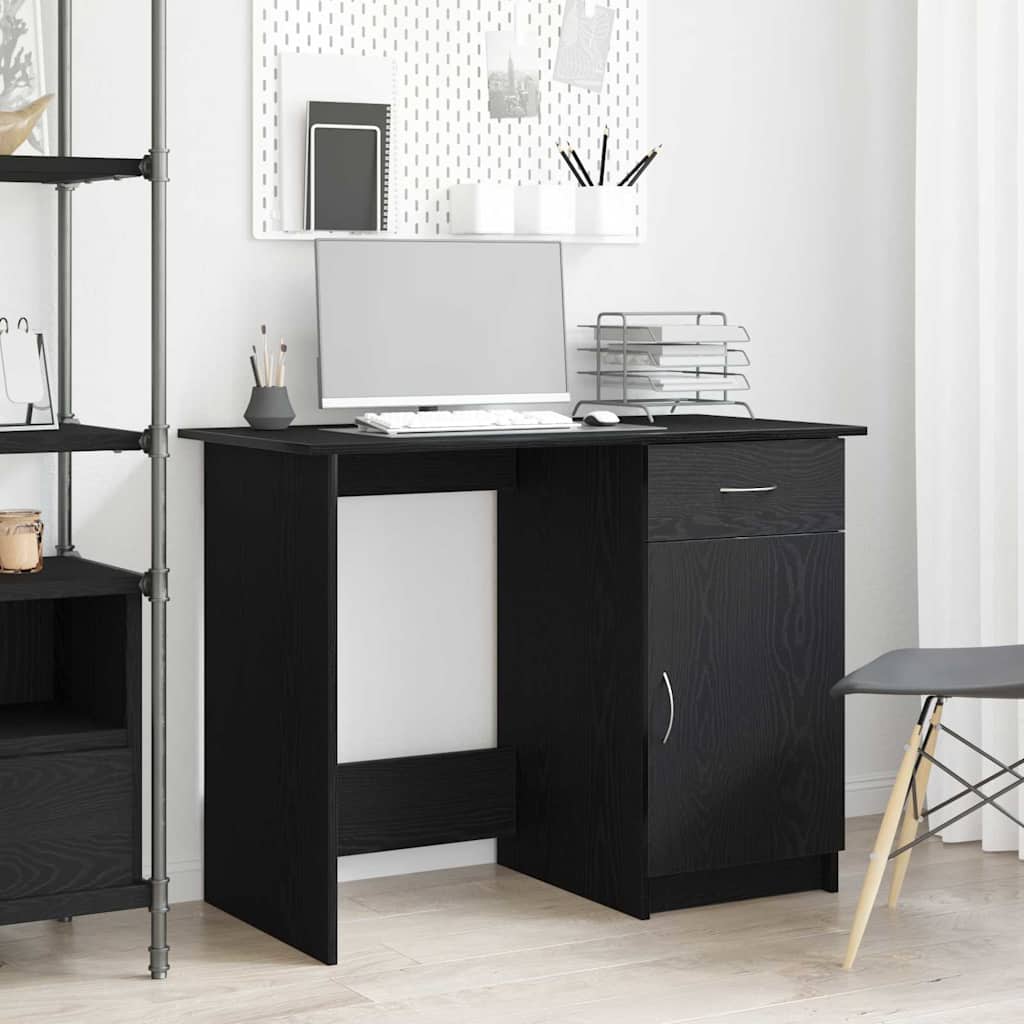 vidaXL Desk Black Oak Engineered Wood 100 x 50 x 76 cm 1