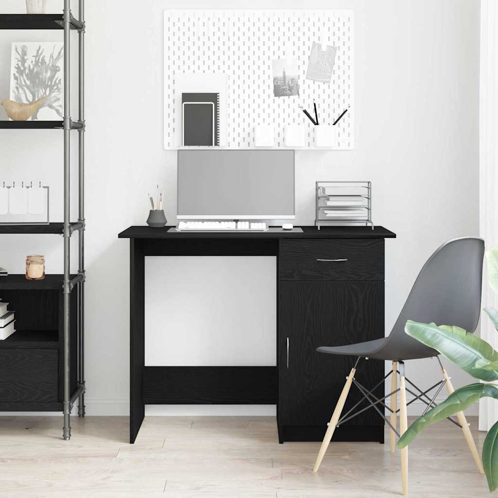 vidaXL Desk Black Oak Engineered Wood 100 x 50 x 76 cm 4