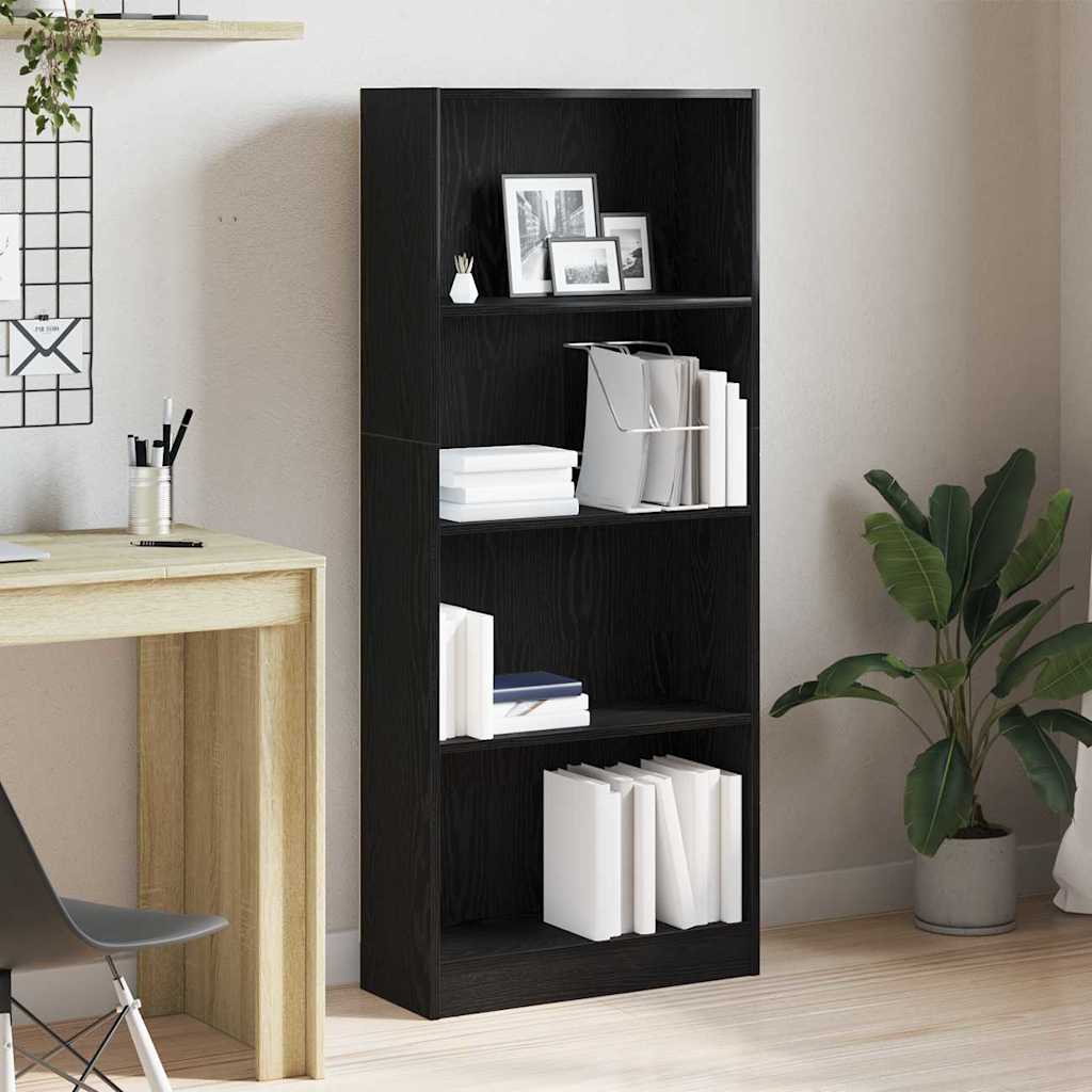 vidaXL Bookshelf 60 x 24 x 143 cm Engineered Wood Black Oak 1