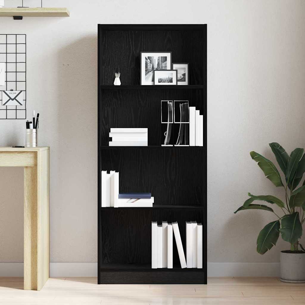 vidaXL Bookshelf 60 x 24 x 143 cm Engineered Wood Black Oak 4