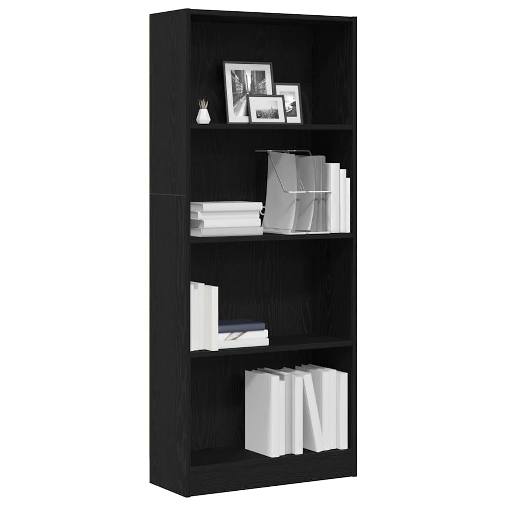 vidaXL Bookshelf 60 x 24 x 143 cm Engineered Wood Black Oak 3