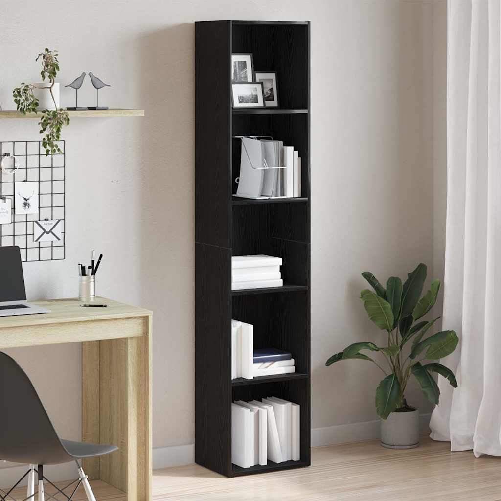 vidaXL Book Cabinet Black Oak 40x30x189 cm Engineered Wood 1