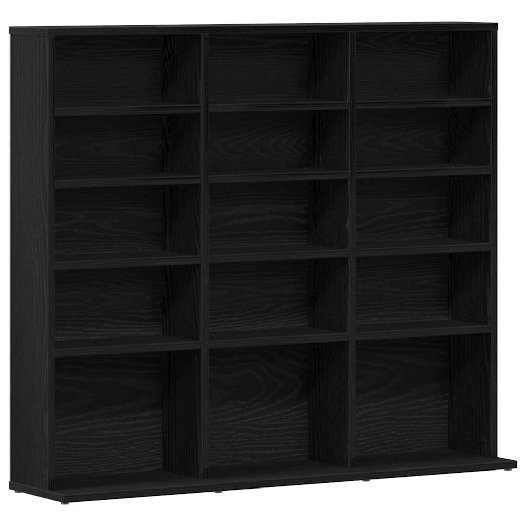 vidaXL CD Cabinet Black Oak 100x23x89,5 cm Engineered Wood 2