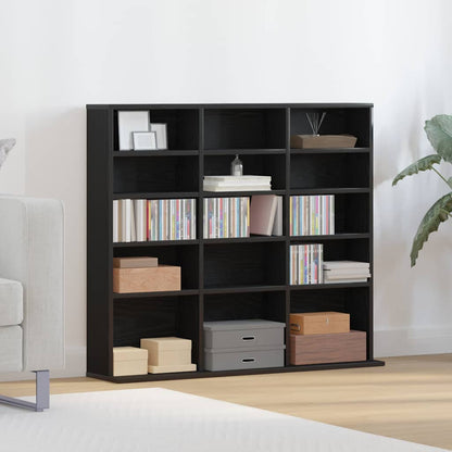 vidaXL CD Cabinet Black Oak 100x23x89,5 cm Engineered Wood 3