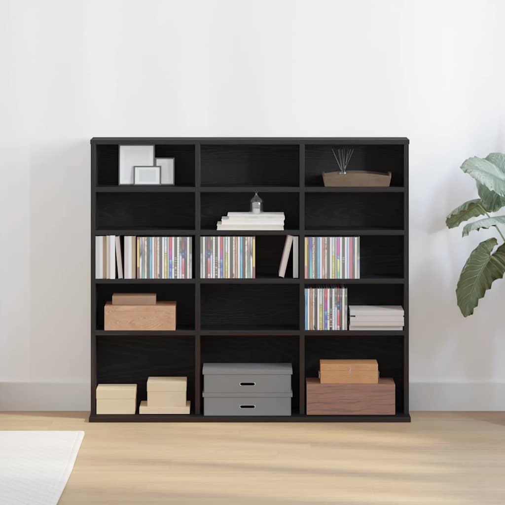 vidaXL CD Cabinet Black Oak 100x23x89,5 cm Engineered Wood 1