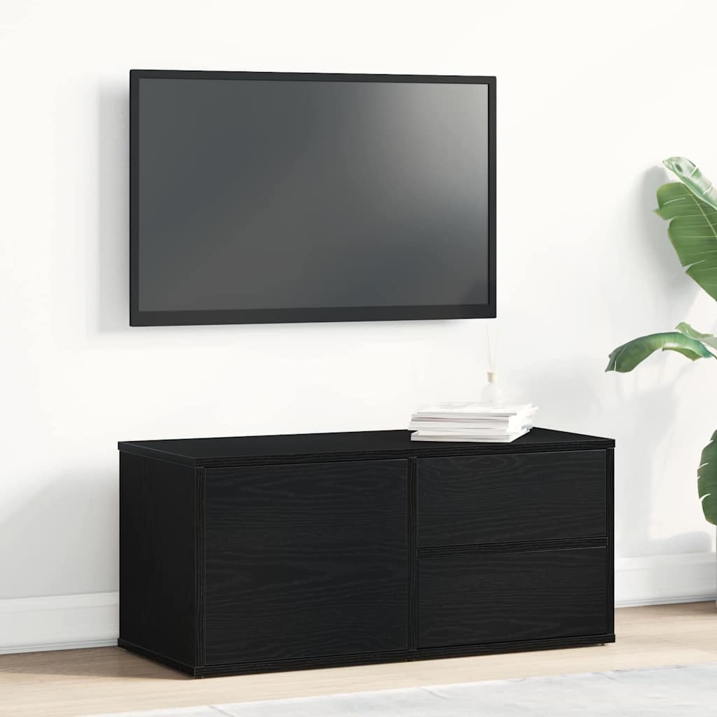 vidaXL TV Cabinet 80 x 34 x 36 cm Black Oak Engineered Wood 1