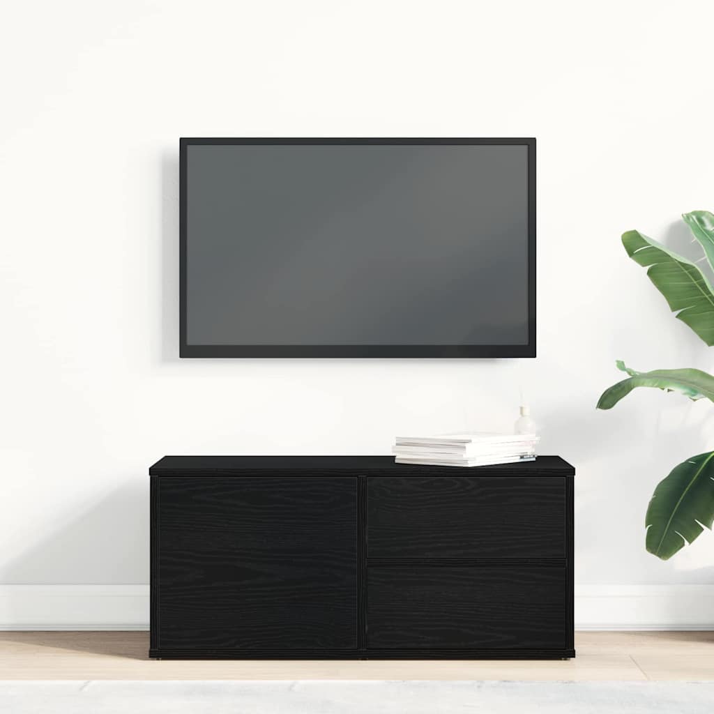 vidaXL TV Cabinet 80 x 34 x 36 cm Black Oak Engineered Wood 4