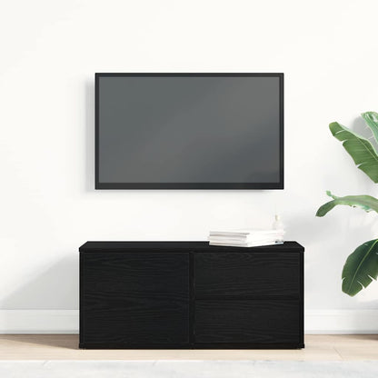 vidaXL TV Cabinet 80 x 34 x 36 cm Black Oak Engineered Wood 4
