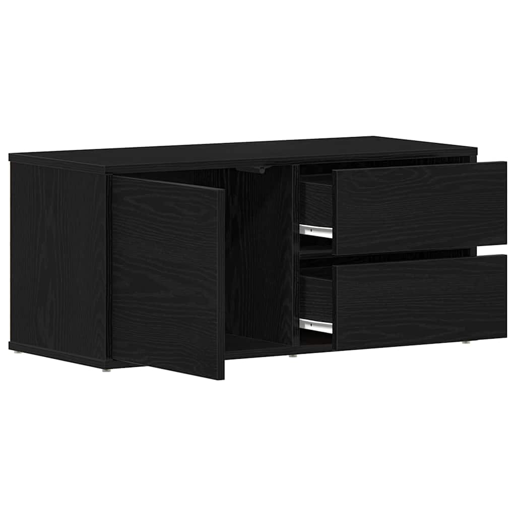 vidaXL TV Cabinet 80 x 34 x 36 cm Black Oak Engineered Wood 5