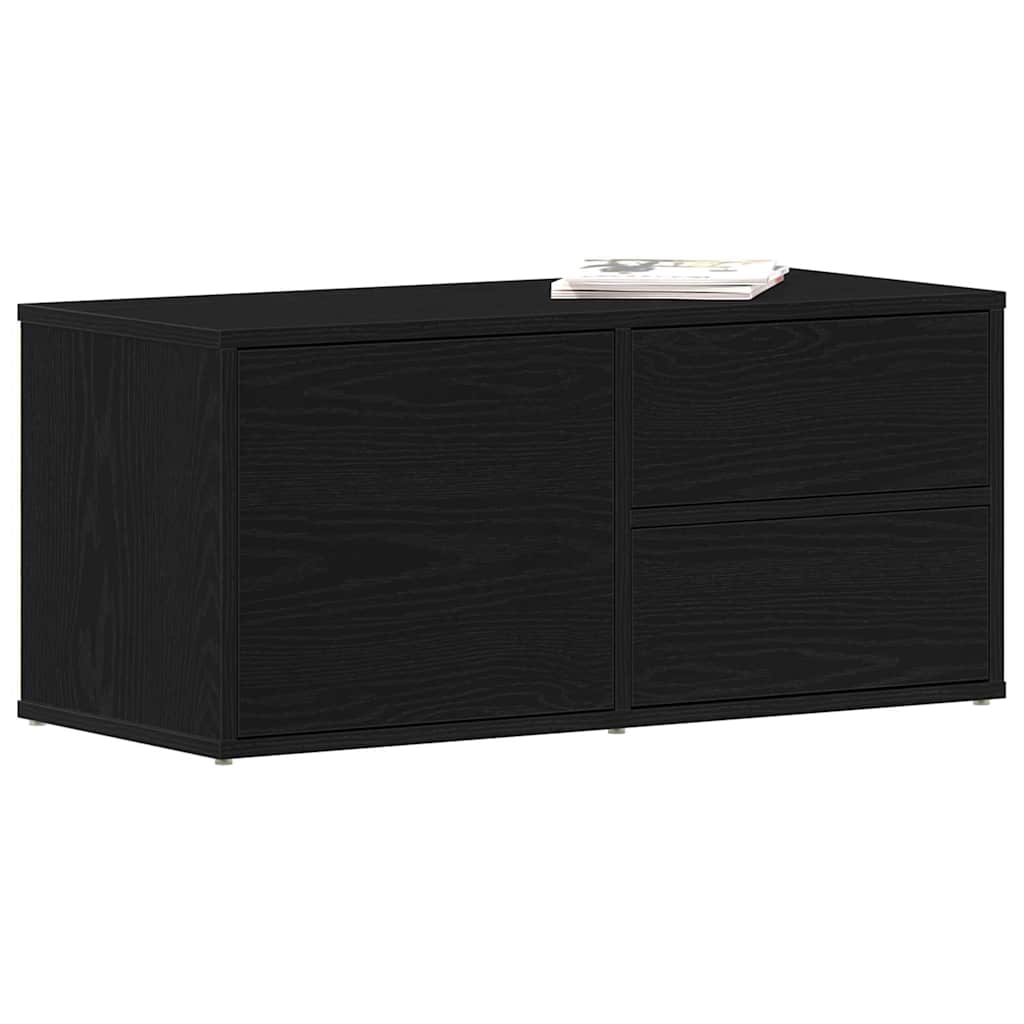 vidaXL TV Cabinet 80 x 34 x 36 cm Black Oak Engineered Wood 3
