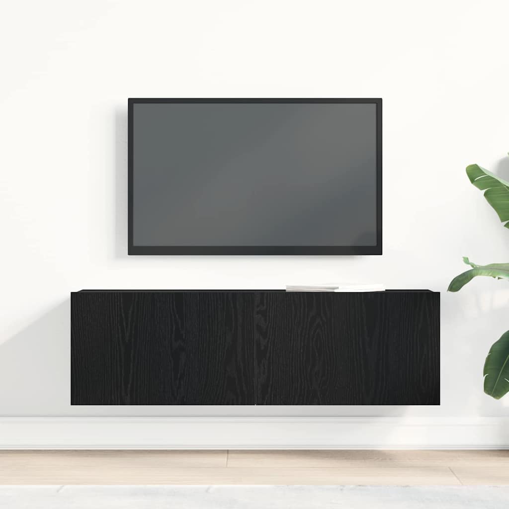 vidaXL TV Cabinet 100 x 30 x 30 cm Black Oak Engineered Wood 4