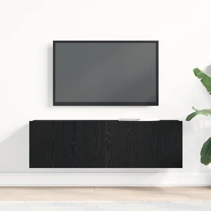 vidaXL TV Cabinet 100 x 30 x 30 cm Black Oak Engineered Wood 4
