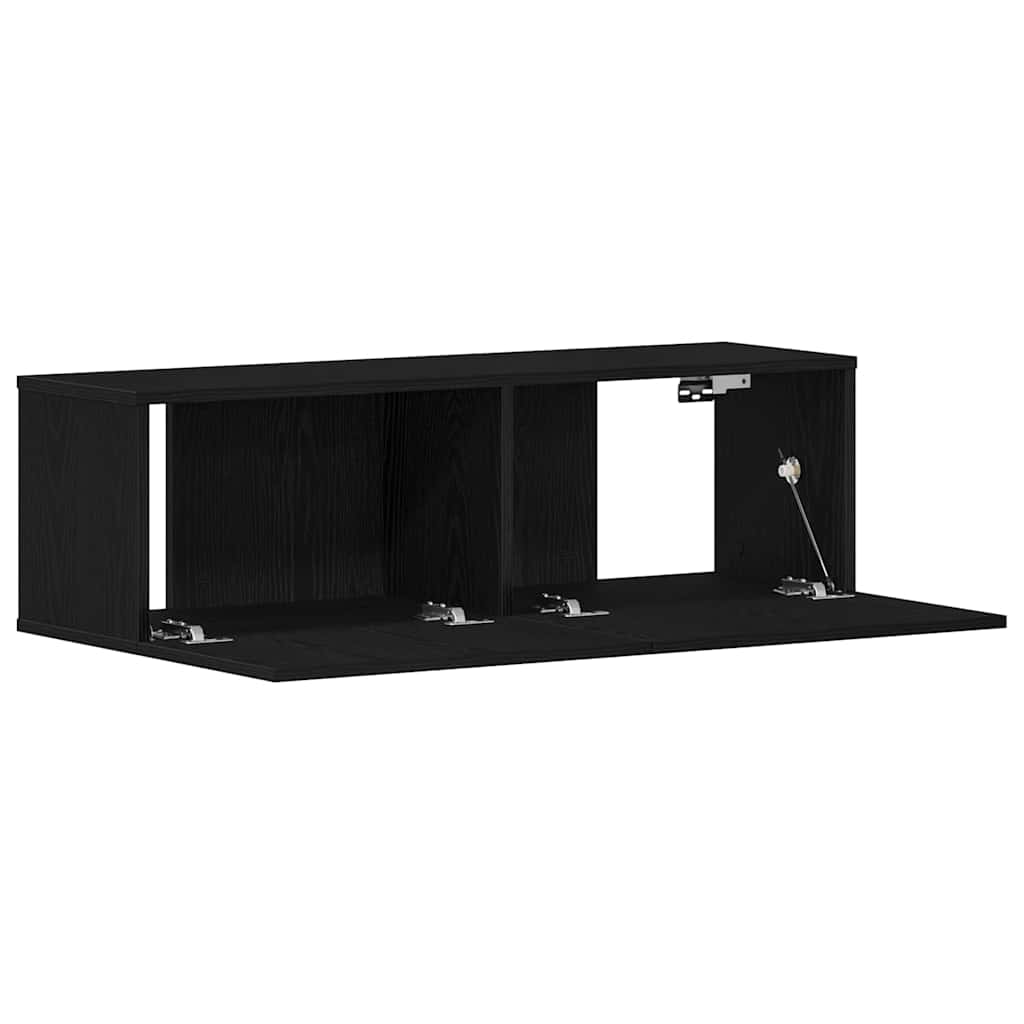 vidaXL TV Cabinet 100 x 30 x 30 cm Black Oak Engineered Wood 5