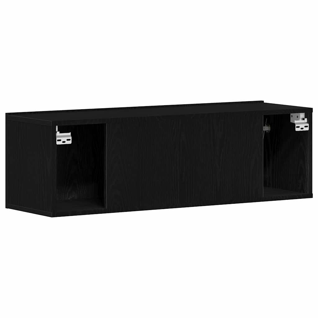 vidaXL TV Cabinet 100 x 30 x 30 cm Black Oak Engineered Wood 6