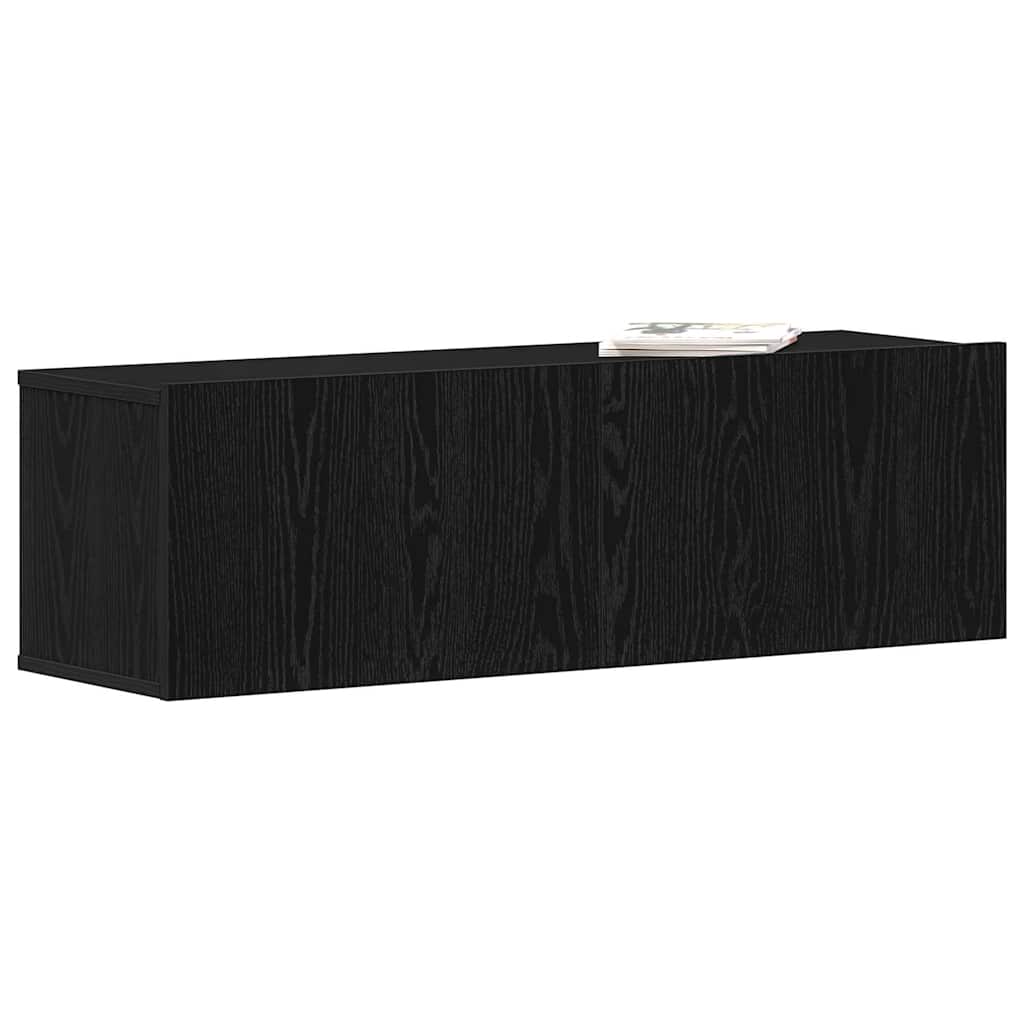 vidaXL TV Cabinet 100 x 30 x 30 cm Black Oak Engineered Wood 3