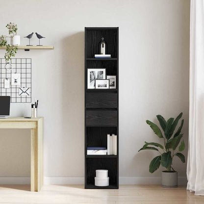 vidaXL Book Cabinet 4-Tier 36 x 30 x 171 cm Engineered Wood Black Oak 4