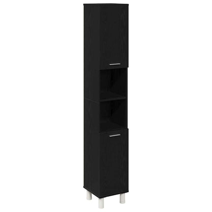 vidaXL Bathroom Cabinet Black Oak 30 x 30 x 179 cm Engineered Wood 2