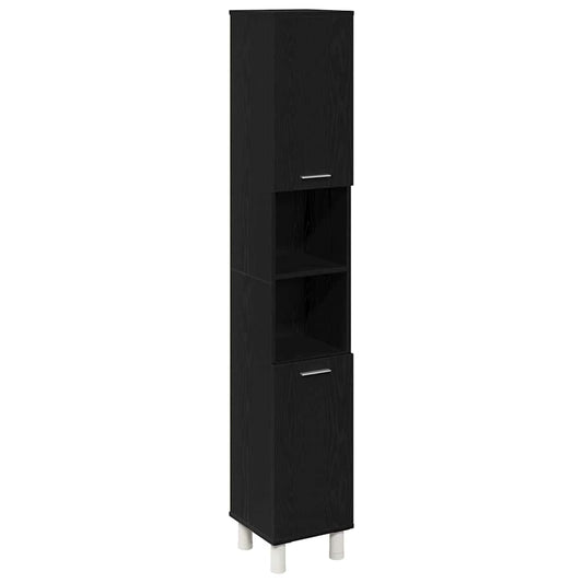 Bathroom Cabinet 30x30x179 cm Engineered Wood Black oak