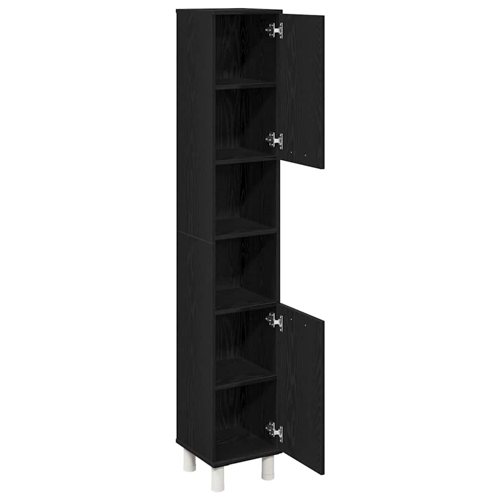 vidaXL Bathroom Cabinet Black Oak 30 x 30 x 179 cm Engineered Wood 5