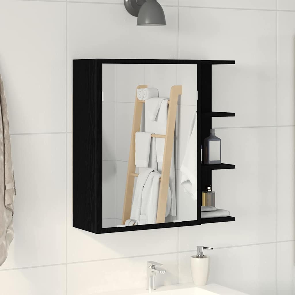 vidaXL Bathroom Mirror Cabinet Black Oak 62.5 x 20.5 x 64 cm 1