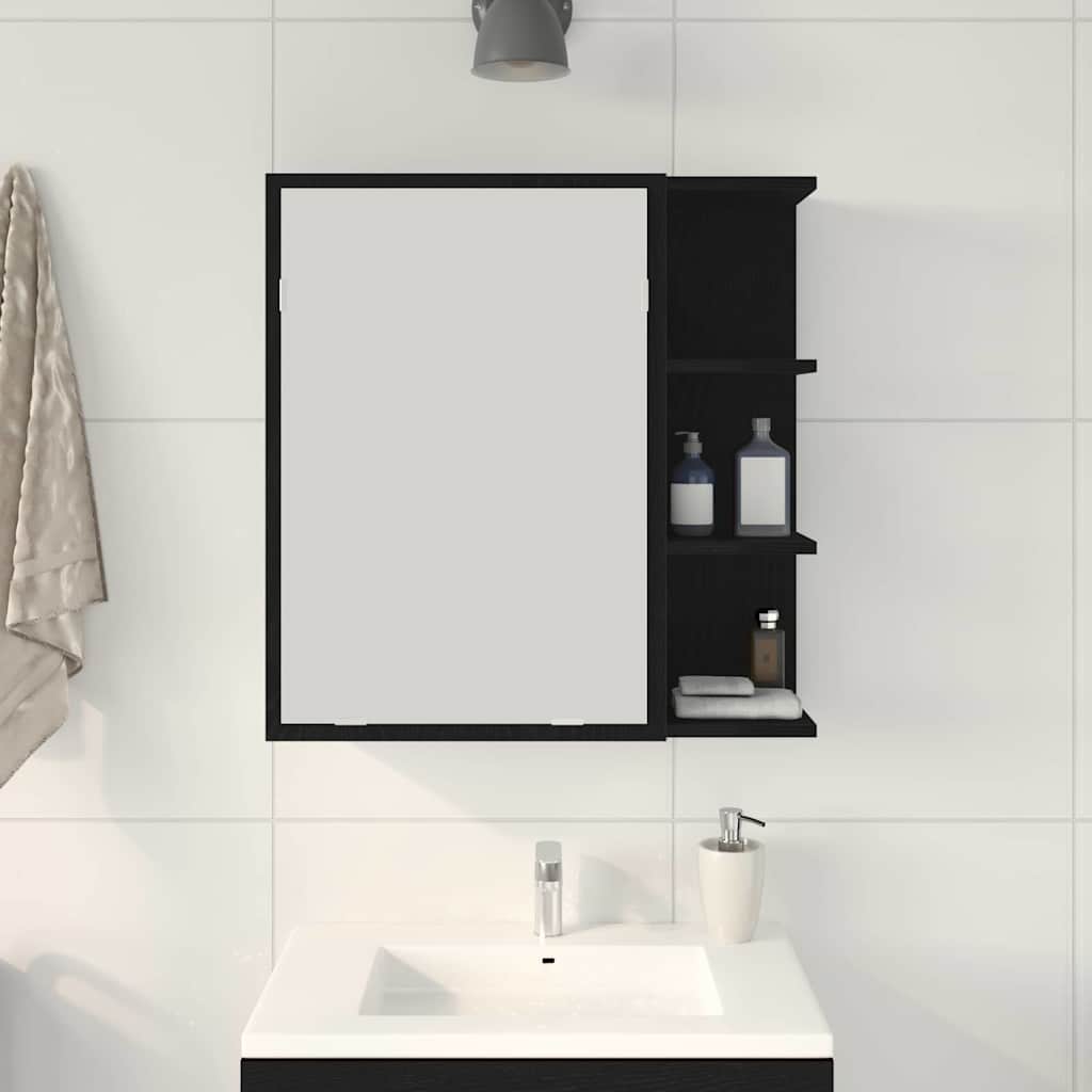 vidaXL Bathroom Mirror Cabinet Black Oak 62.5 x 20.5 x 64 cm 4