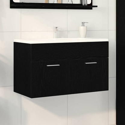vidaXL Sink cabinet Black Oak Engineered Wood 1