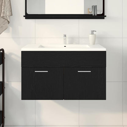 vidaXL Sink cabinet Black Oak Engineered Wood 4