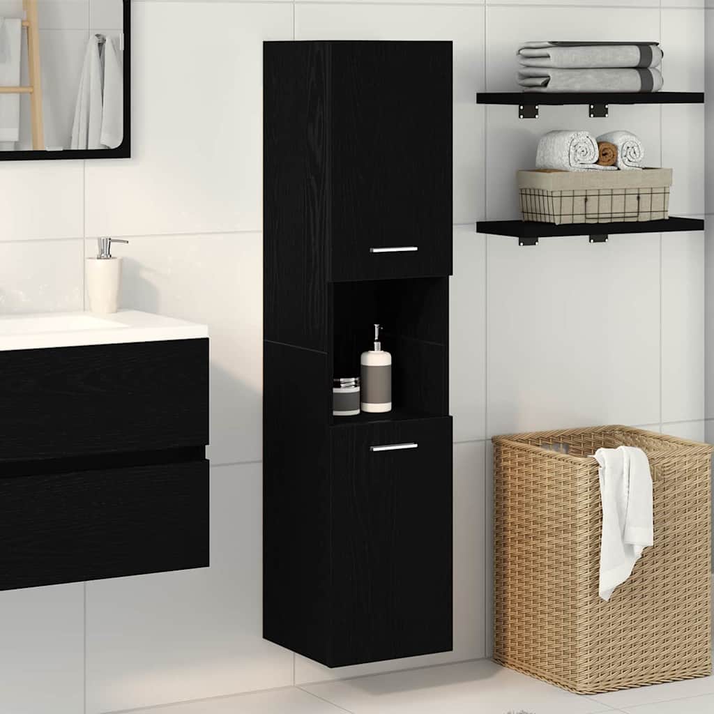 vidaXL Bathroom Cabinet Black Oak 30 x 30 x 130 cm Engineered Wood 1