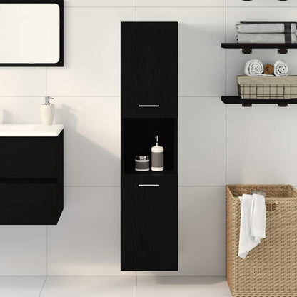 vidaXL Bathroom Cabinet Black Oak 30 x 30 x 130 cm Engineered Wood 4