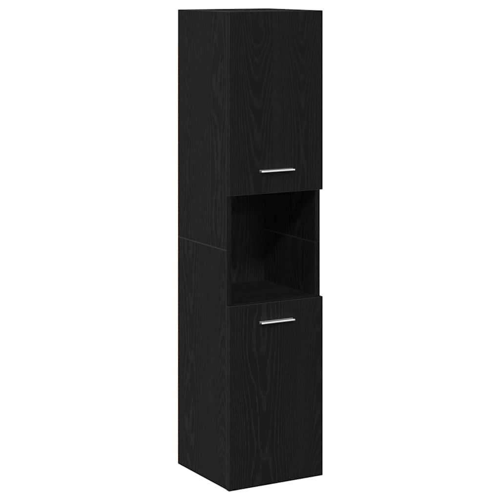 vidaXL Bathroom Cabinet Black Oak 30 x 30 x 130 cm Engineered Wood 2