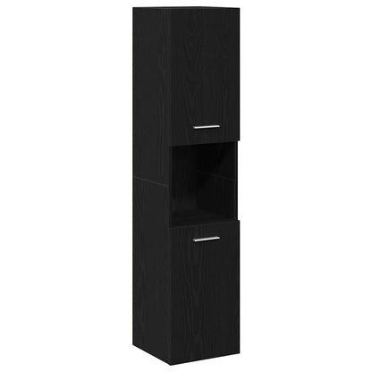 vidaXL Bathroom Cabinet Black Oak 30 x 30 x 130 cm Engineered Wood 2