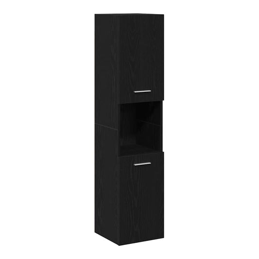 Bathroom Cabinet 30x30x130 cm Engineered Wood Black oak