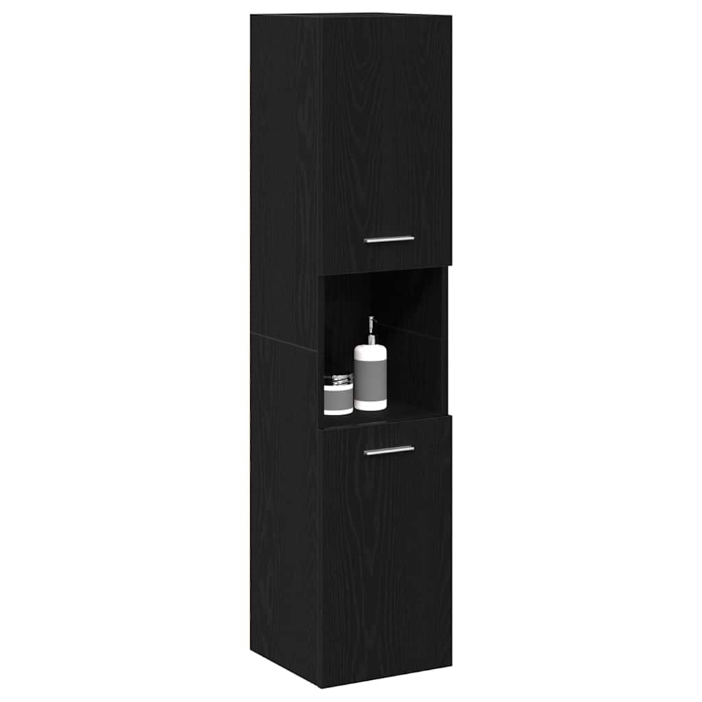 vidaXL Bathroom Cabinet Black Oak 30 x 30 x 130 cm Engineered Wood 3