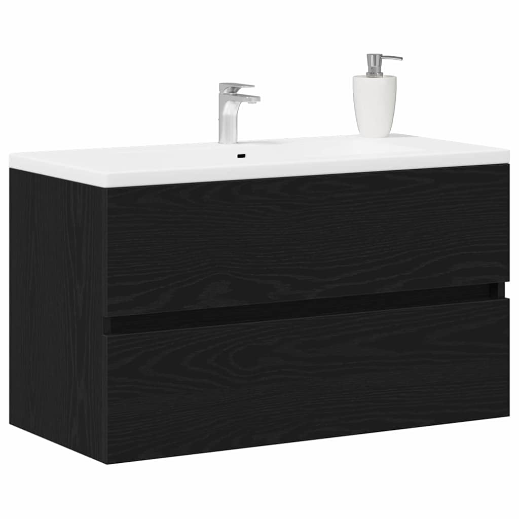 vidaXL Bathroom Cabinet Black Oak 80 x 38.5 x 45 cm Engineered Wood 3