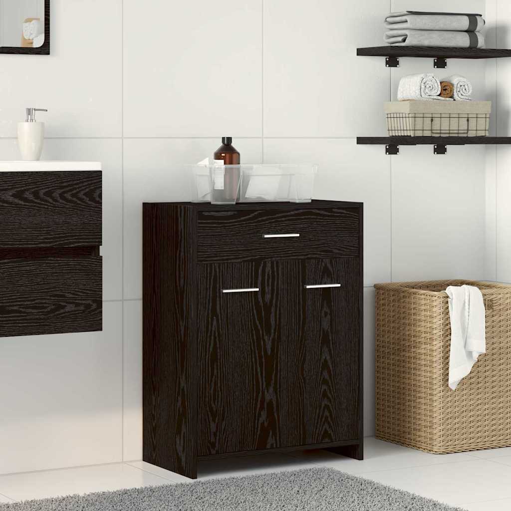 vidaXL Bathroom Cabinet Black Oak 60 x 33 x 80 cm Engineered Wood 1