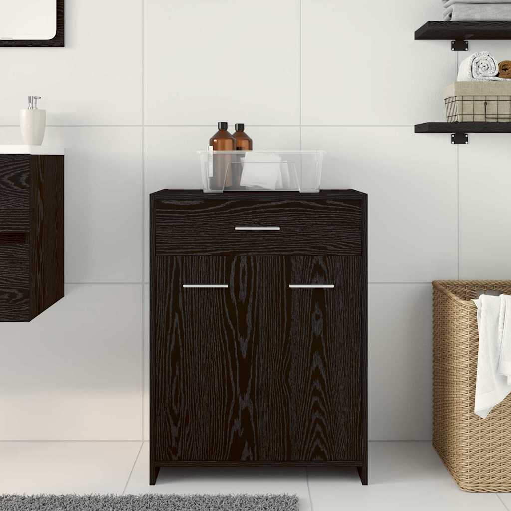 vidaXL Bathroom Cabinet Black Oak 60 x 33 x 80 cm Engineered Wood 4