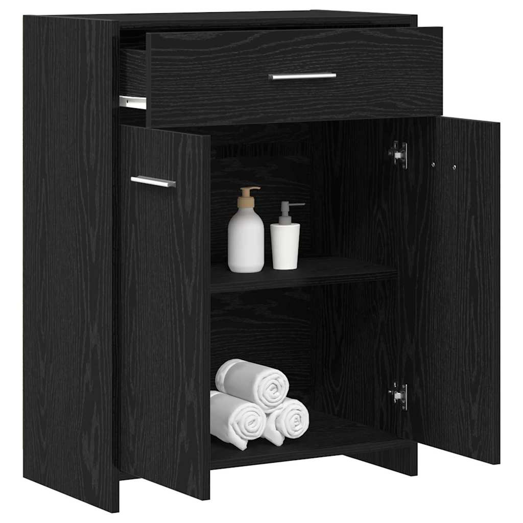 vidaXL Bathroom Cabinet Black Oak 60 x 33 x 80 cm Engineered Wood 3