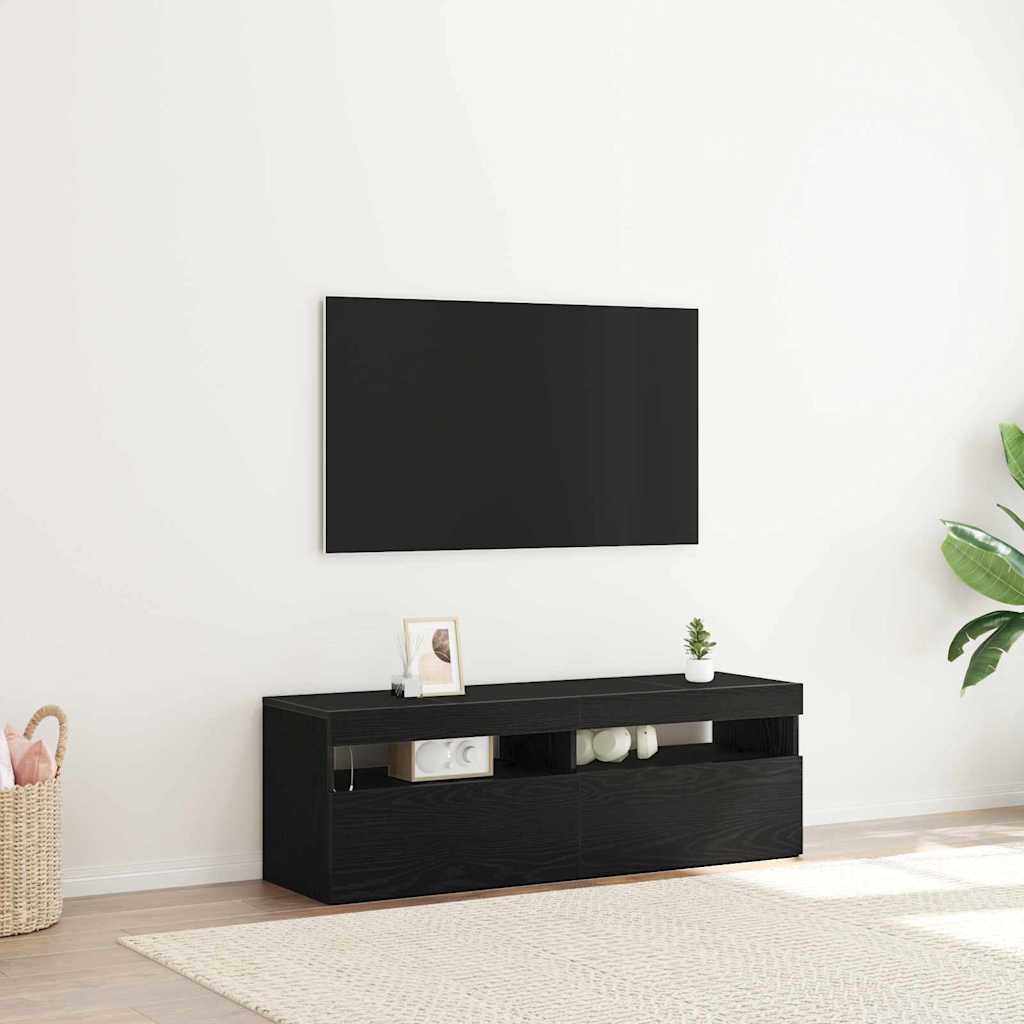 vidaXL TV Cabinet 120 x 35 x 40 cm Black Oak Engineered Wood 1