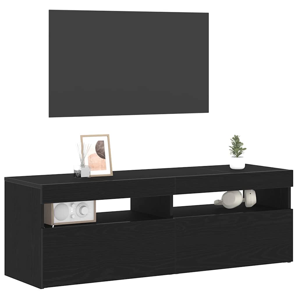 vidaXL TV Cabinet 120 x 35 x 40 cm Black Oak Engineered Wood 3