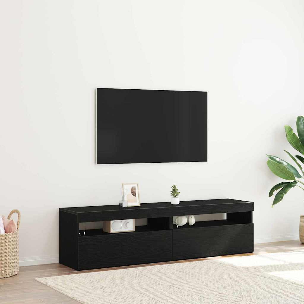 vidaXL TV Cabinet Set with LED Lights Engineered Wood 2 pcs